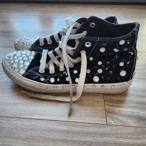 No Boundaries Black and White Studded High-Top Sneakers